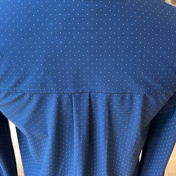 NWT Lysse Schiffer pindot tunic length button front blue shirt - Picture 7 of 11